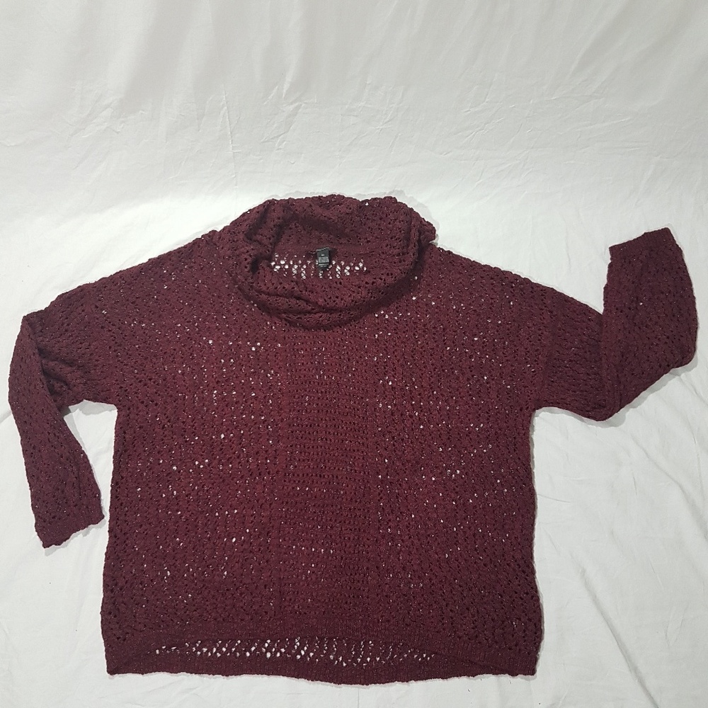 *** Crochet Cowl Neck Burgundy Sweater Size 3X